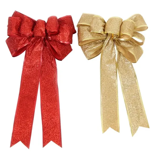 Christmas Tree Bowknot Decoration Red Golden Ribbon Box