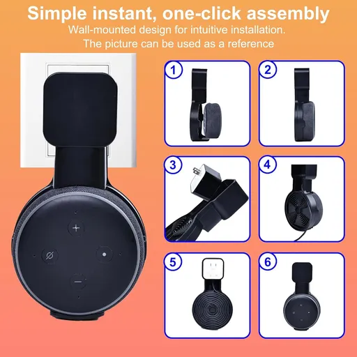 Outlet Wall Mount Holder, Speaker Mount , Smart Speaker Wall Holder Stand with Cord Management, 2 Pack (Black)