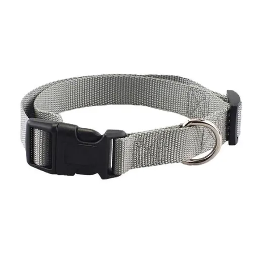 L Size Dog Puppy Pet Collar Adjustable Nylon Toy Large Pink Blue Red Black - Grey