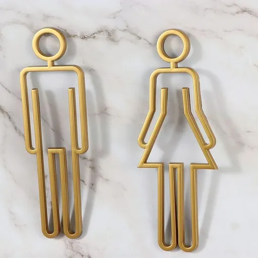 Acrylic Adhesive Toilet Sign Men's and Women's Bathroom Wall Symbol 8.6 inch Gold Color Restroom Door Sign for Office Restaurant(gold)