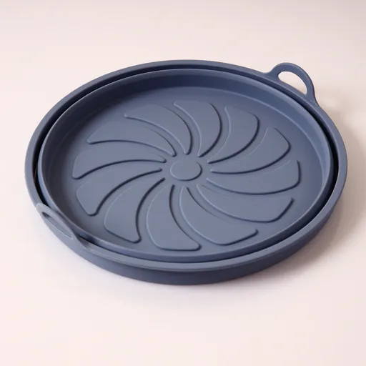 Foldable Silicone Air Fryer Basket, Reusable Heat Resistant Non-Stick Cooking Liner for Oven and Air Fryer, Grey