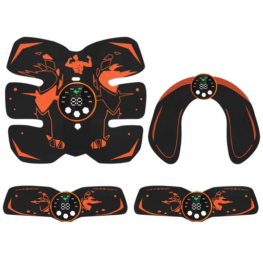 Black and Orange Ultimate EMS Muscle Stimulator Kit - USB Rechargeable Abdominal & Full Body Toner for Abs, Arms, and Glutes