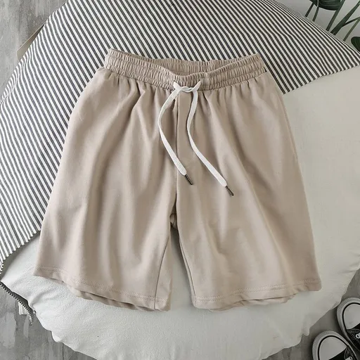 Men Summer Casual Straight Solid Polyester Elastic... Apricot 3XL