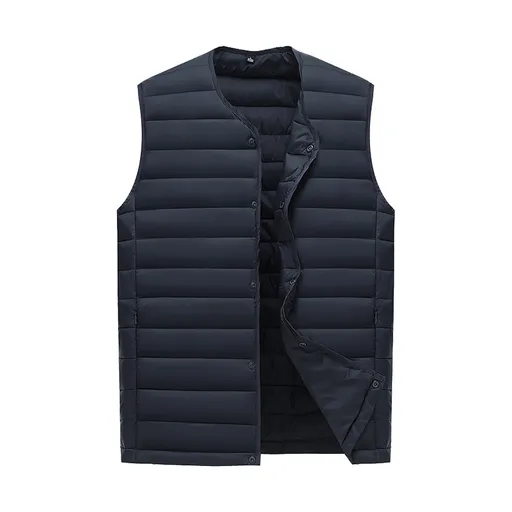 XL Navy Blue Men's Lightweight Quilted Puffer Vest - Ideal Sleeveless Jacket for Winter Layering