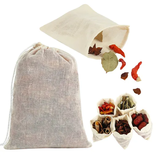 Muslin Bags for Cooking 10 Piece 4x6 Inch Reusable Drawstring Tea Filter Bags Cheesecloth Strainer Bags