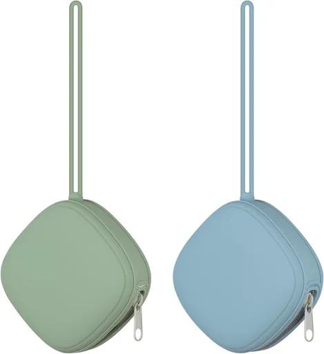 Silicone Pacifier Holder Case Portable BPA Free 2 Pack for Diaper Bag Neutral Color