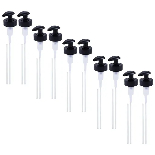 12Sets Syrup Bottle Nozzle Black Plastic Pump Press Upgraded Kitchen Accessory