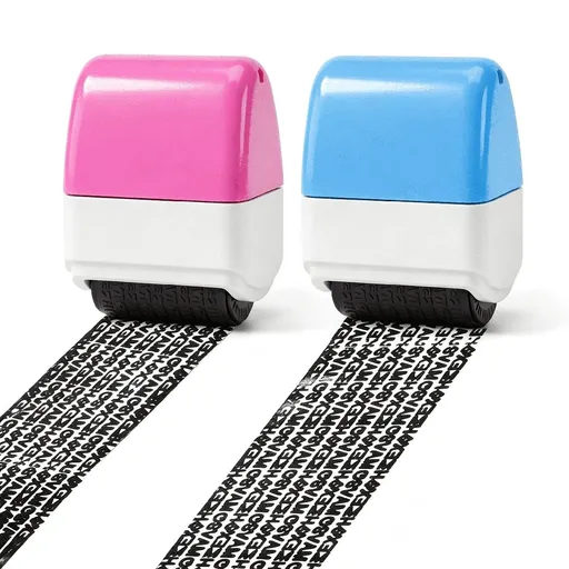 2 Pcs Identity Theft Protection Roller Stamp Confidential Roller Stamp Practical Privacy Rollers Stamps for Mail Address Id Blackout Privacy&Security(Blue,Dark Pink)