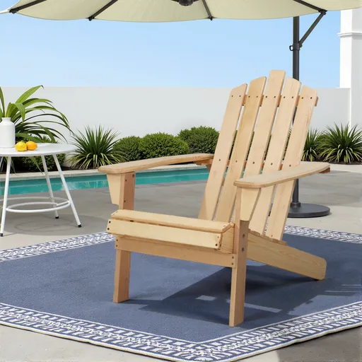 Gardeon Adirondack Outdoor Chairs Wooden Beach Chair Patio Furniture Garden Natural