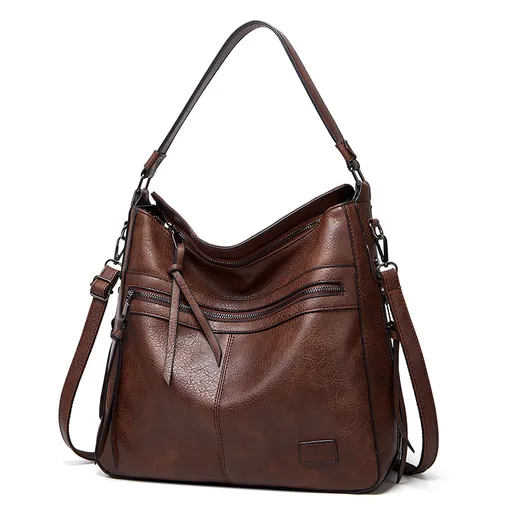 Coffee Spacious & Stylish PU Leather Tote Bag - Versatile Shoulder/Crossbody
