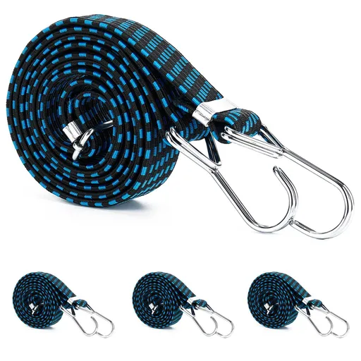 Heavy Duty Rubber Bungee Cords with Hooks Outdoor, 4 PCS Elastic Tie Down Bungee Straps Set for Moving Cargo, Bike, Luggage Rack