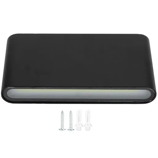 LED Wall Lamp 12W COB Aluminum Outdoor Garden Light Fixture IP65 Waterproof AC85-265V(Black Shell White Light )