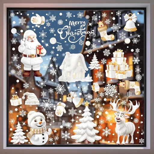 Christmas window stickers - 9 pieces - Window Decoration Stickers - Window Decoration Christmas - Christmas Decoration - Christmas Stickers - Window Stickers - Indoor Christmas Decoration - Reusable - Window Decoration - Christmas Decoration - PVC -