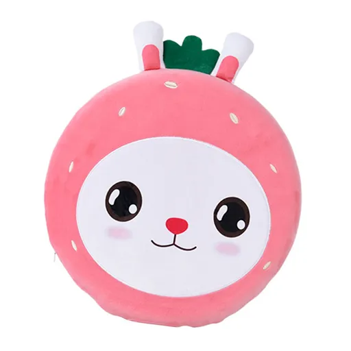 Round Floor Cushion Cute Cartoon Strawberry Rabbit Soft Skin Friendly Slip Resistance Round Pillow Cushion Floor Cushion for Adults