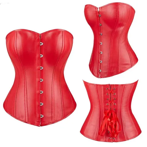 House Of Dasein Steampunk Plus Size Slimming Body Shapewear Corset Black Xxl - Red - M