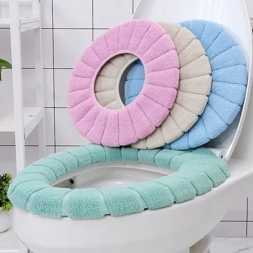 4 Pack Toilet Seat Covers, Soft Warm Non-Slip Washable Bathroom Toilet Seat Cushion Pads, Bathroom Accessories