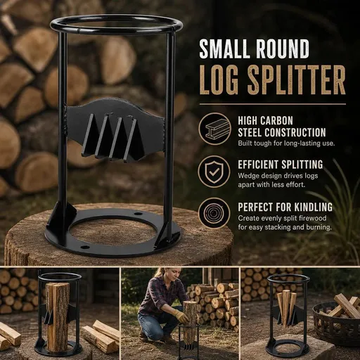 Manual Log Splitter Round Base 19cm, Lightweight Portable Camping Firewood Separator