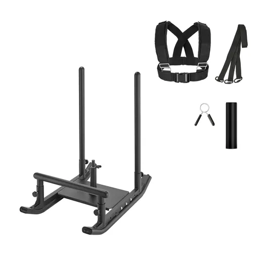 Weight Sled, Steel Power Sled, Fitness Strength Training Sleds for Athletic Exercise Speed Improvement, Workout Fitness Equipment with Handle, Compatible with 25/51 mm Weight Plates, Black