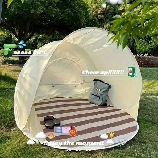 Beach Tent with Mini Canopy, UV Protection Tent Sun Shelter, 1 Setup Portable Beach Essentials Shade for Outdoor Indoor Play
