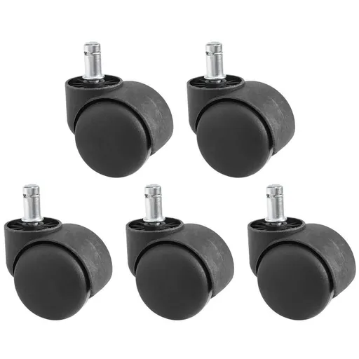 50mm Office Chair Roller Wheels - Set of 5 - Black