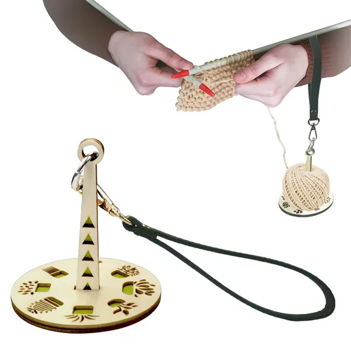 Portable Wrist Yarn Holder Set - Ultimate Yarn Organizer with Wrist Strap & Wooden Stand - Prevents Tangling (Green)