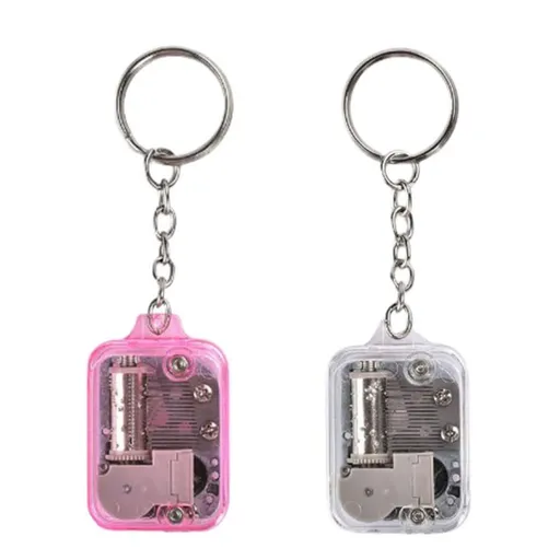 2PCS Unique Acrylic Music Box Movement Keychain Portable Mini Mechanical Music Box Handy Musical Instrument
