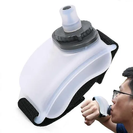 Water Bottle Wearable Hands-free Silicone Wrist Water Bottle Leakproof Running Sports Wrist Water Bottles For Running Accessory - White