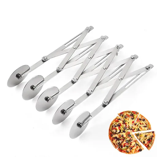 Adjustable Pastry Cutter, 5 Wheel Stainless Steel Dough Divider, Stainless Steel Expandable Pizza Slicer Multi-Round Pastry
