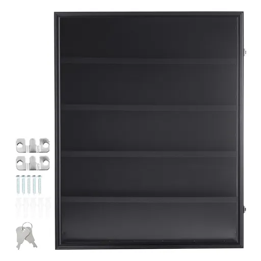 35 Graded Sports Card Display Case, 617 x 775 x 55 mm, Baseball Card Display Frame with 98% UV Protection Clear View PC Glass, Lockable Wall Cabinet for Football Basketball Hockey Trading Card
