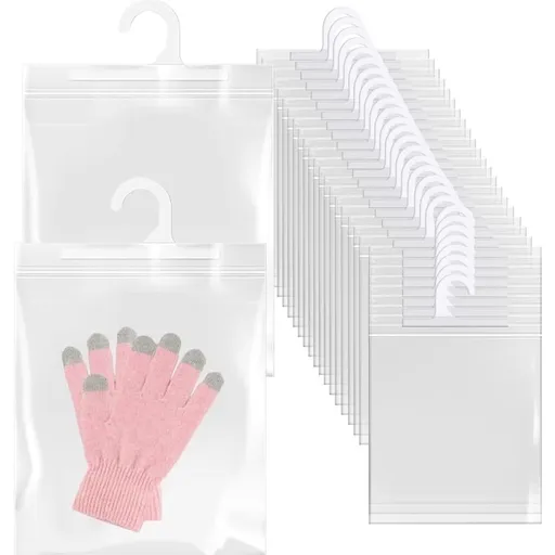 10“ ×16" Hanging Dust-proof Storage Bags,20 Pcs Clear Plastic Sealing Hang-Up Bag,Multifunctional Headphone Storage Book Pouch,Waterproof Clothes Bag with Hook,for Home Library