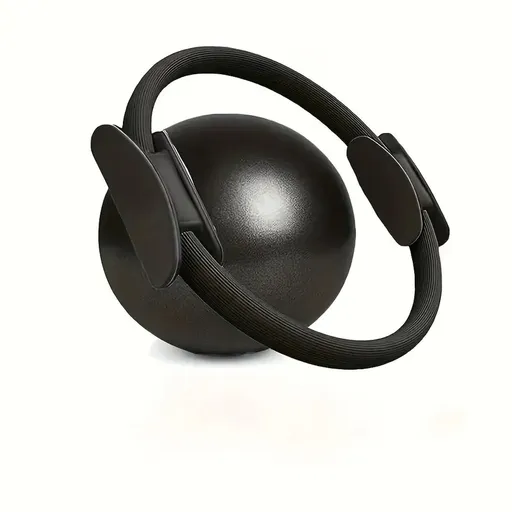 Black Professional Pilates Ring & Yoga Ball Set - Multipurpose Home Fitness Equipment for Whole-Body Core Training & Pelvic Floor Strengthening
