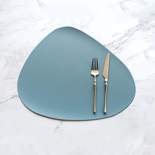 4 Pcs Blue Nordic-Style PVC Leather Placemats Set of 4 - Waterproof, Heat-Resistant, and Oil-Proof Triangular Table Mats