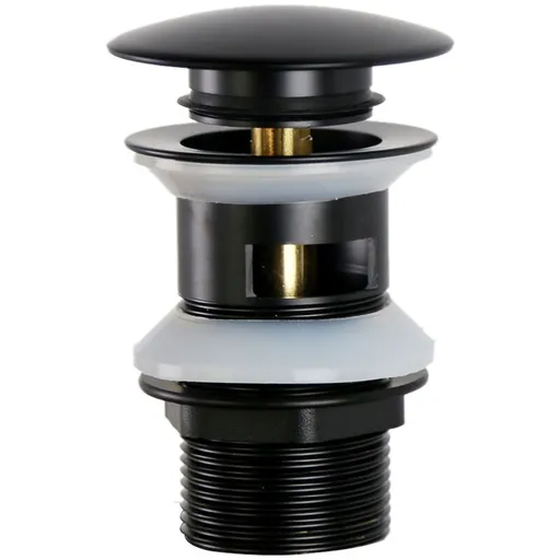 Universal G1 0.25 Brass Pop up Basin Drain Pop up Basin Drain with Overflow Click Clack System, Tool Free Installation, Matte Black