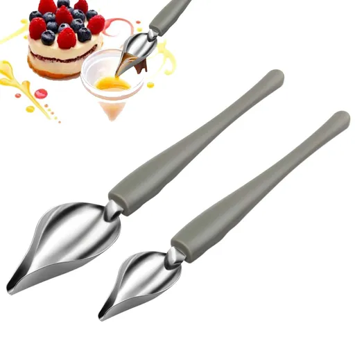 Culinary Precision Drawing Decorating Spoon Set, 2Pcs Drizzle Spoons,Professional Chocolate Spoon Filter Spoons
