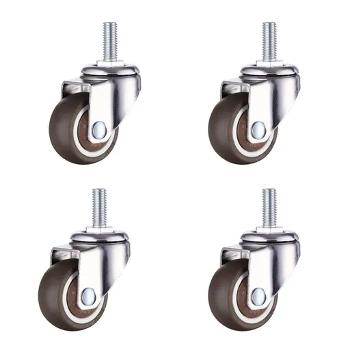 4 pcs 1 Inch Small Tiny Shopping Cart Wheel Replacement Swivel Caster Wheels Soft Rubber M6x 15mm Mini Threaded Stem Caster Wheel