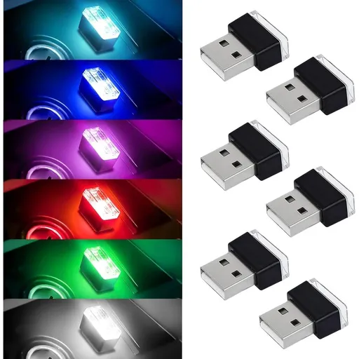 USB Car Interior Atmosphere Lamps, Portable Auto Ambient Lighting Kit, Plug-in USB Decor Night Light for Most Cars and Vehicles