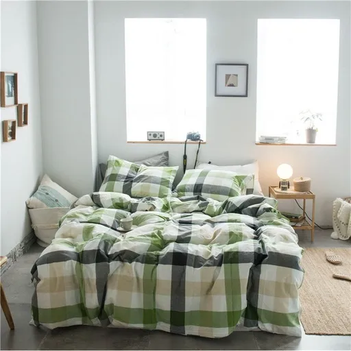 Cotton 4 Piece Set Modern Minimalist White Bed hat kit_1.5m bed-quilt cover 200x 230cm (four-piece set)