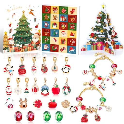 Christmas gift DIY Cartoon Snowman Bracelet Set with Crystal Beads