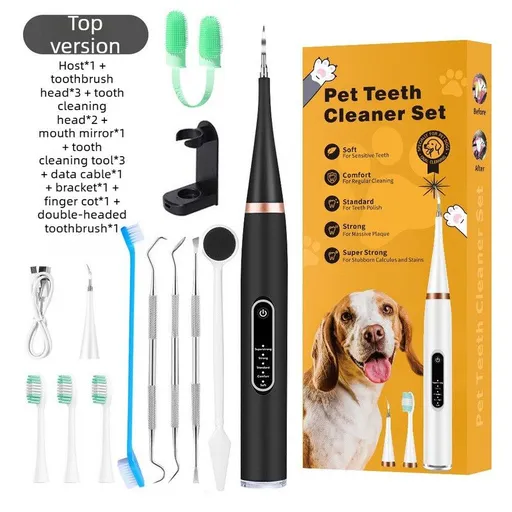 Ultrasonic Dog & Cat Dental Cleaner Kit – Electric Toothbrush for Tartar & Plaque Removal-black