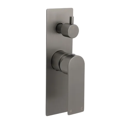 Gun Metal Grey Square Wall Mounted Shower Mixer Diverter 2 Ways Switch Valve Set