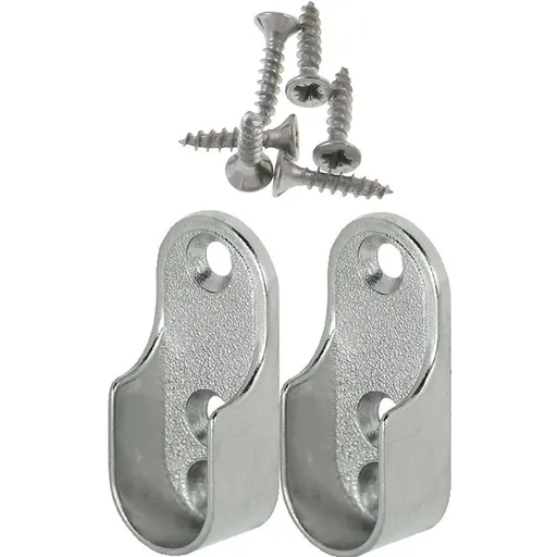 Oval Furniture Rail Hanger 2 Pieces - Wardrobe Tube Bracket For Oval Bar Nickel Plated Steel ROd Hanger Fixing Metal
