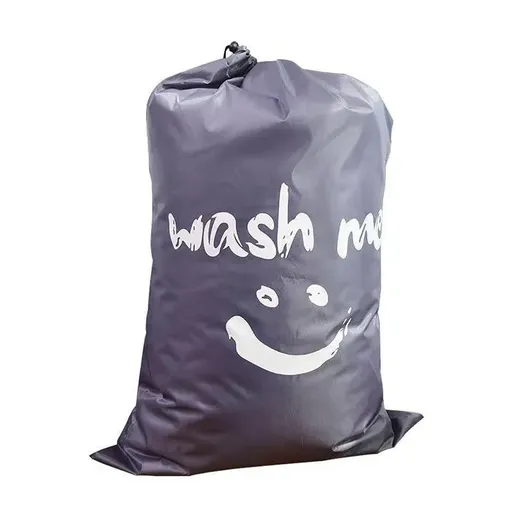 Laundry Bag Travel For Dirty Clothes Camping Drawstring Closure Washing Machines - Grey