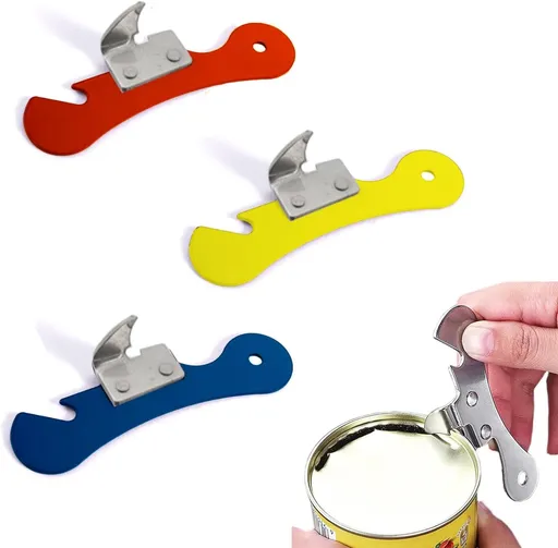 3 Pcs Can Opener Manual Stainless Steel Camping Can Opener, Portable Bottle Opener, Assorted Color.