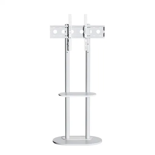 Minimalist Marble Textured Floor Tv Stand 32"-75" Strong Steel Tv Bracket Stable