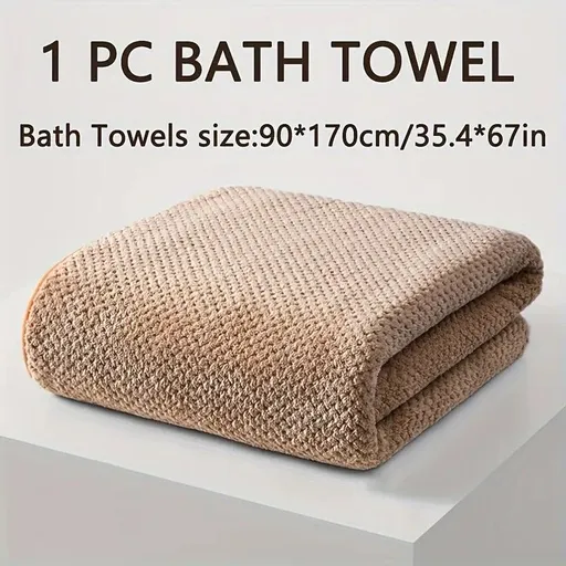 Modern Pineapple Grid Design Ultra-Soft Coral Fleece Bath Towel｜90x170cm Extra Thick Strong Absorption, Suitable for Bathroom, Gym, Hotel, and Home Use.(brown)
