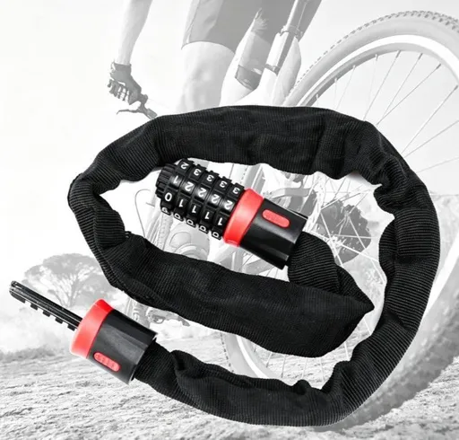 Bike Combination Lock - Black Red, 0.9m