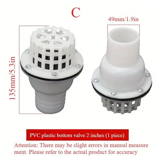Self-Priming PVC Plastic Check Valve with Filter Mesh - Automatic Backflow Prevention for Sump Pumps, Well Pumps & Irrigation Systems - Durable Threaded Inlet Pipe Adapter 5.08 cm