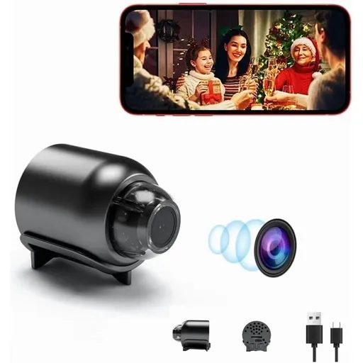 Mini Full HD Security Camera, Wireless WiFi Camera 1080P HD with Audio Video, Compact with Night Vision, Motion Detection Remote Monitoring for Home