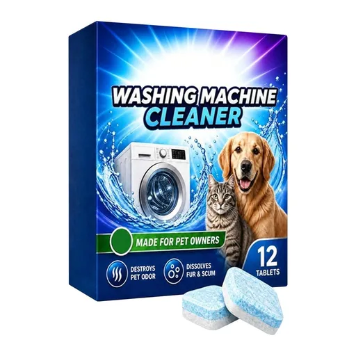 Washing Machine Cleaner Tablets, 12-Pack, Pet-Friendly Deodorizing Drum Washer Descaling Tablets for Fresh Laundry