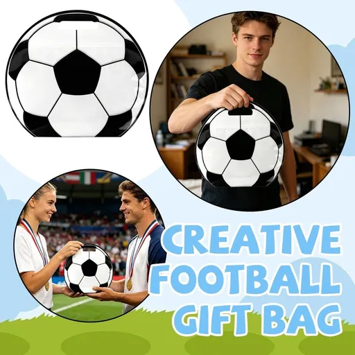 Soccer Themed Party Favor Bags with Handles Football Shaped Plastic Goodie Bags for Sports Events Game Day Gatherings and Celebrations 9.84x8.86 Inches 12 Pieces